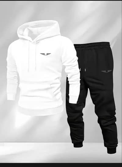 2 Pcs Man's Fleece Printed Track Suit