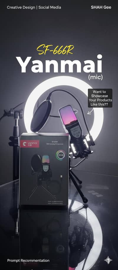 Yanmai SF-666R RGB Gaming Microphone USB Portable wireable