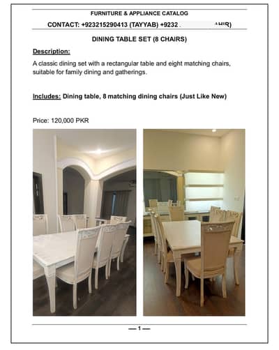 Dining table with 8 chairs just like new