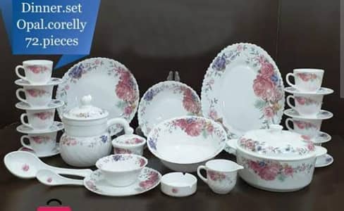 Old antique dinner set opal corelly 72 peice set