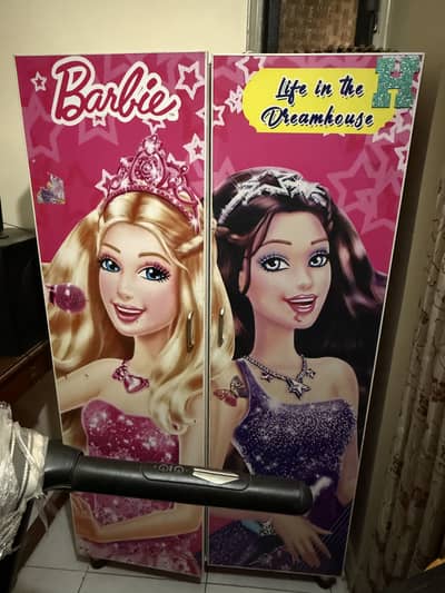 Two door Barbie wardrobe with multiple compartments
