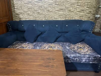 5 seater sofa set - blue color - mint condition