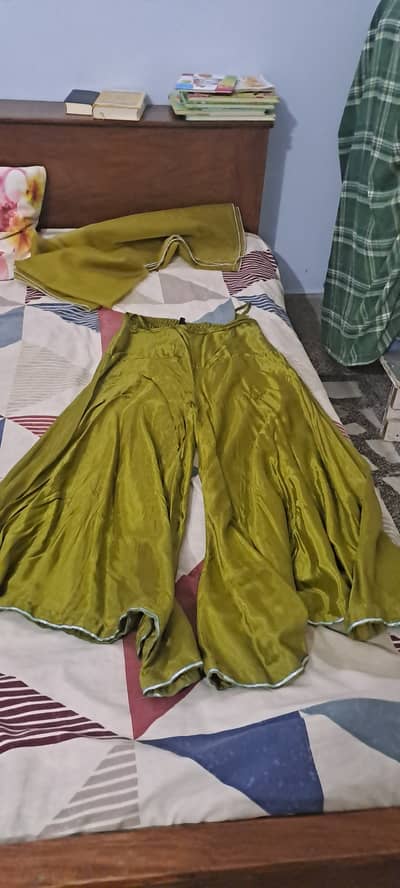 Long shirt and plazo and organza dupattaby brand ethnic