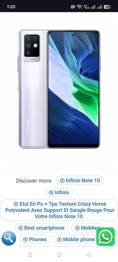 Infinix note 10 gaming phone 6/128