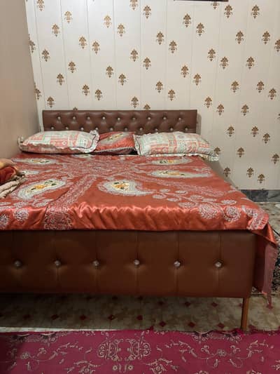 Heavy iron bed with mattress and same 5 seater settie