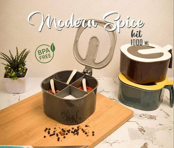 Plastic Multicolor 4 Compartments Seasoning Box Spice Jar, For Kitchen