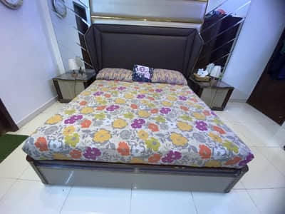 Hand made bed set, side tables and dressing table