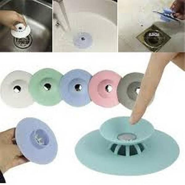 Flex Drain Stop & Hair Catcher-Drain Stopper, 2 in 1 Silicone Stop & Filter Drain Stopper/Strainer/Hair Catcher