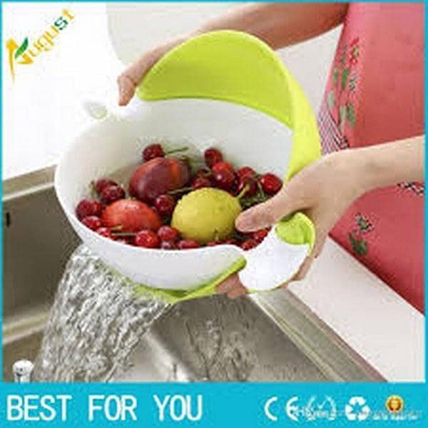 Vegetable Rice And Fruits Washing Bowl & Strainer