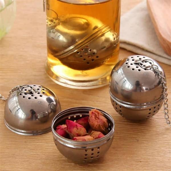 Spice, Herb,Tea and Seasoning Filter Ball with Hanging Hook - Stainless Steel Ball Tea Infuser Mesh Filter Strainer w/hook Loose Tea Leaf Spice Ball with Rope chain Home Kitchen Tools