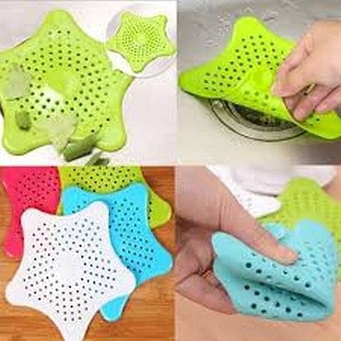 PACK OF 3 Kitchen Silicone Star Shaped Sink Filter Drain Hair Sewer Colander Strainer Bathroom Random Multicolor