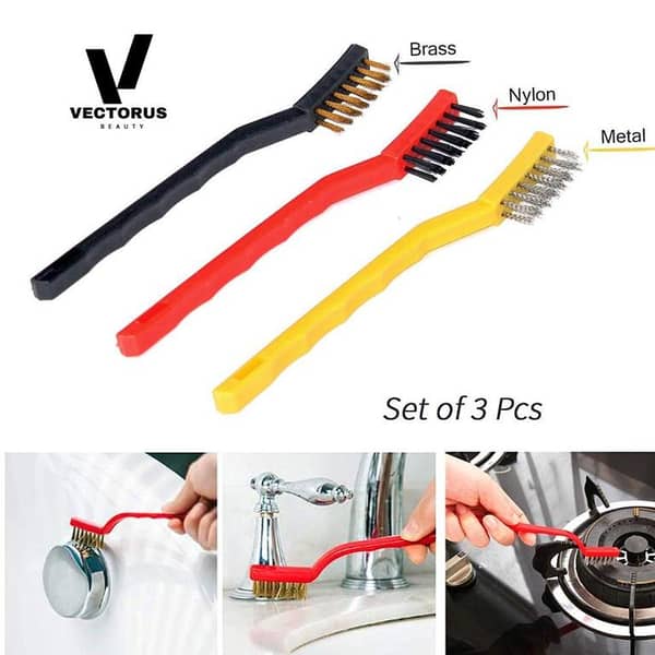 Wire Brush Set, PACK OF 3 Nylon Wire Brushes Stainless Steel Brush Scratch Brush,  Wire Brush Set for Gas Stove and Kitchen Cleaning