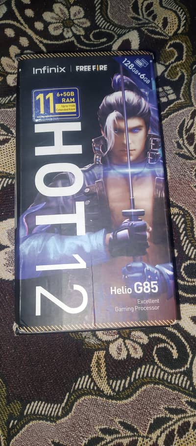 Infinix hot 12 6/128 Ram box charger sab Koch ha
