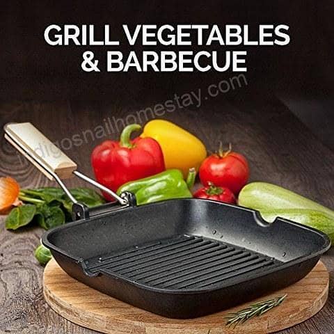Square Grill Pan with Folding Handle Non - Stick