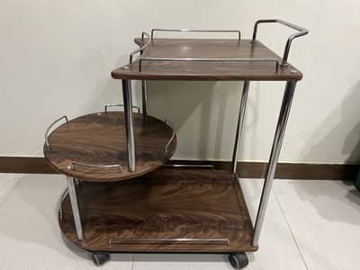 Triple Wooden Deck Tea Trolley
