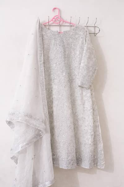Asim Jofa White Embroidery semi Formal  dress for events