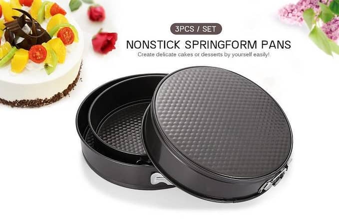 3 Pcs Cake Mould Pan Set, Baking Tray, Removable Cake Mould, Black