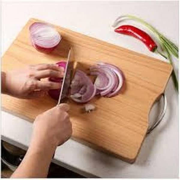 Non-Slip Wooden Cutting Board Stainless Steel Handle
