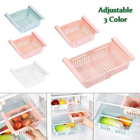 Stretchable fridge organizer adjustable storage shelf drawer basket fresh spacer layer refrigerator Extendable organizer for candy fruit