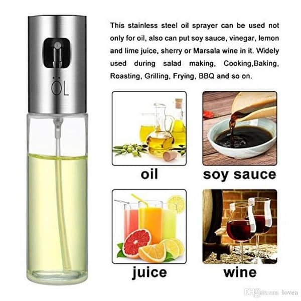 Glass Spray Olive Oil Spraying Bottle Dispenser Sprayer Can Jar Kitchen Barbecue Tool