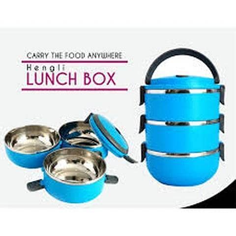 Stainless Steel Lunch Box - 3 Layers - Multi Colour