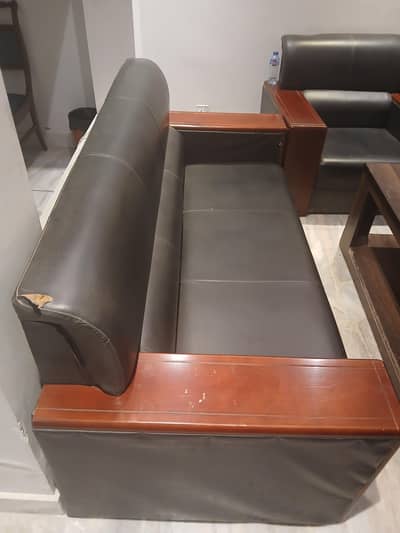 Premium Leatherette 5-Seater Sofa Set with Center Table