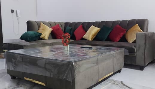 L SHAPE 6 SEATER SOFA SET WITH TABLE