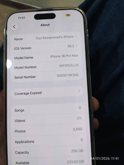 16 Pro Max 256 GB Pta Approved