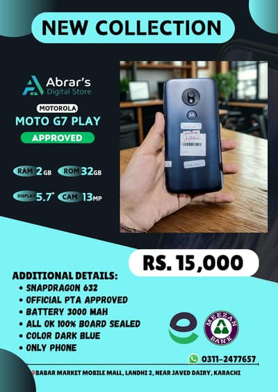 Motorola G7 Play – 2GB RAM | 32GB Storage | PTA Approved