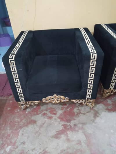 4 seater black velvet sofa set