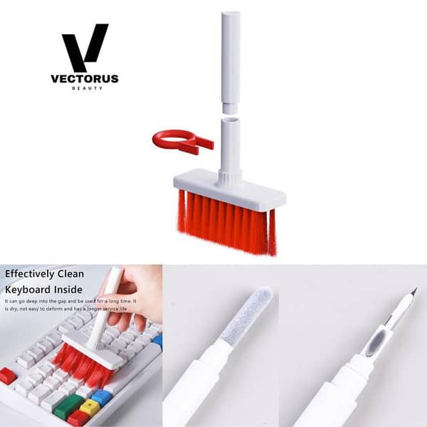 5 in 1 Keyboard Cleaner Kit, Computer Keyboard Cleaner Brush Kit with Earphone Cleaning Pen for iPad and Phone Screen Cleaning Tools