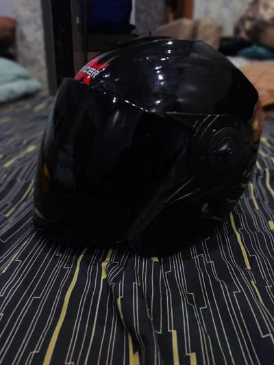 Racer helmet with tint balck visor very beautiful hrlmet in low price