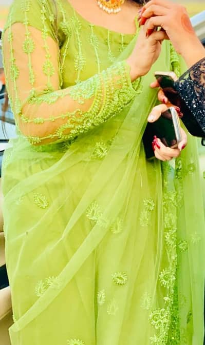 parrot green saree
