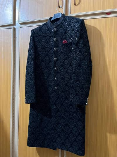 Black Bead Work Sherwani Premium Designer Product Made to