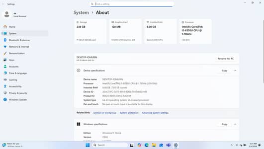 Core i5 8th Gen | 8 GB RAM | 256 GB NVMe SSD | Excellent Condition