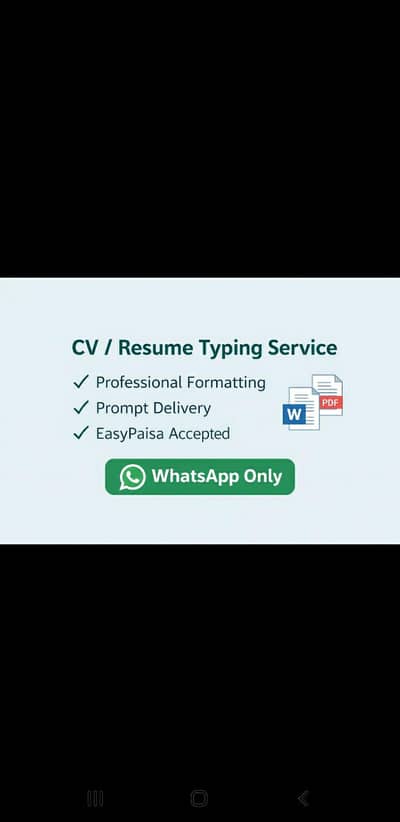 online CV/ resume typing service( easy Paisa )accepted