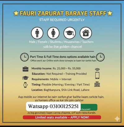 Hiring student teacher house wife for online & offline base job