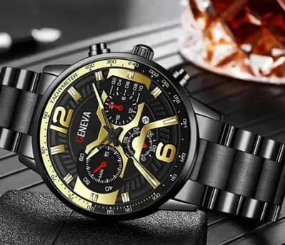 Geneva Watch for Men With steel strip quarts business metal watch 8329