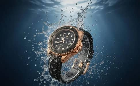 Proving aquartime men's watch with black dial and black strap