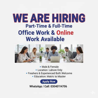 Hiring male and female for office and online work