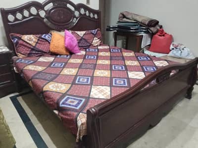 bed set with showcase and side table fully available