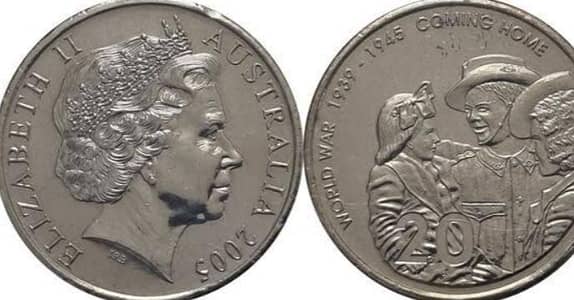 Australian World war 1939-1945 20 cents coin