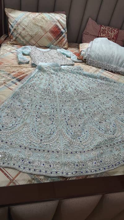 Walima lehnga ice blue color