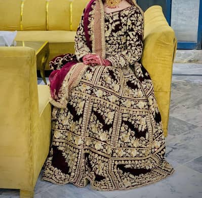 Velvet bridal lehenga