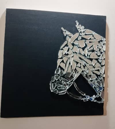 Handmade Mirror Art – Real Glass Mosaic on Canvas (14×14 inch)