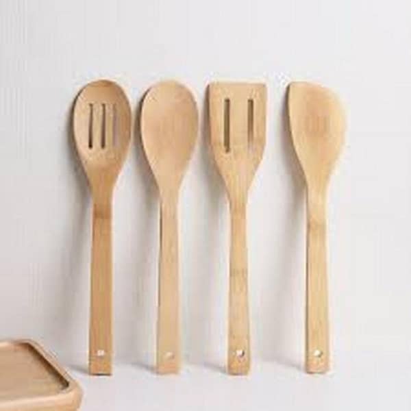 4 pcs natural cooking tools bamboo scoop soup ladle spoon wooden kitchen utensils set