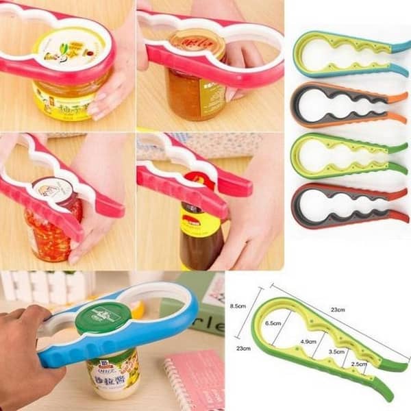 Openers 4 In 1 Multifunction Bottle Cap Opener Jar Can Lid Ring Holder For Kids, Elderly Cap Bottle Opener