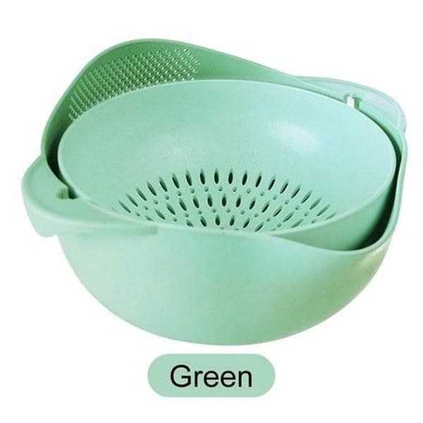 Kitchen Accesories Wash Fruit Artifact Plastic Rotating Double Drain Basket Kitchen Basket(29*22*13cm)