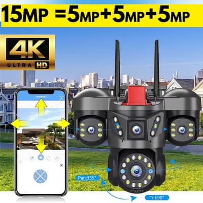 15 MP =5MP+5MP+5MP Triple Lens Security WIFI Camera Wireless CCTV