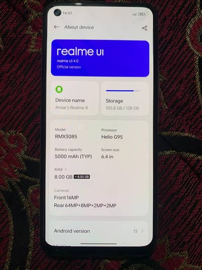 Realme 8  with box and charger